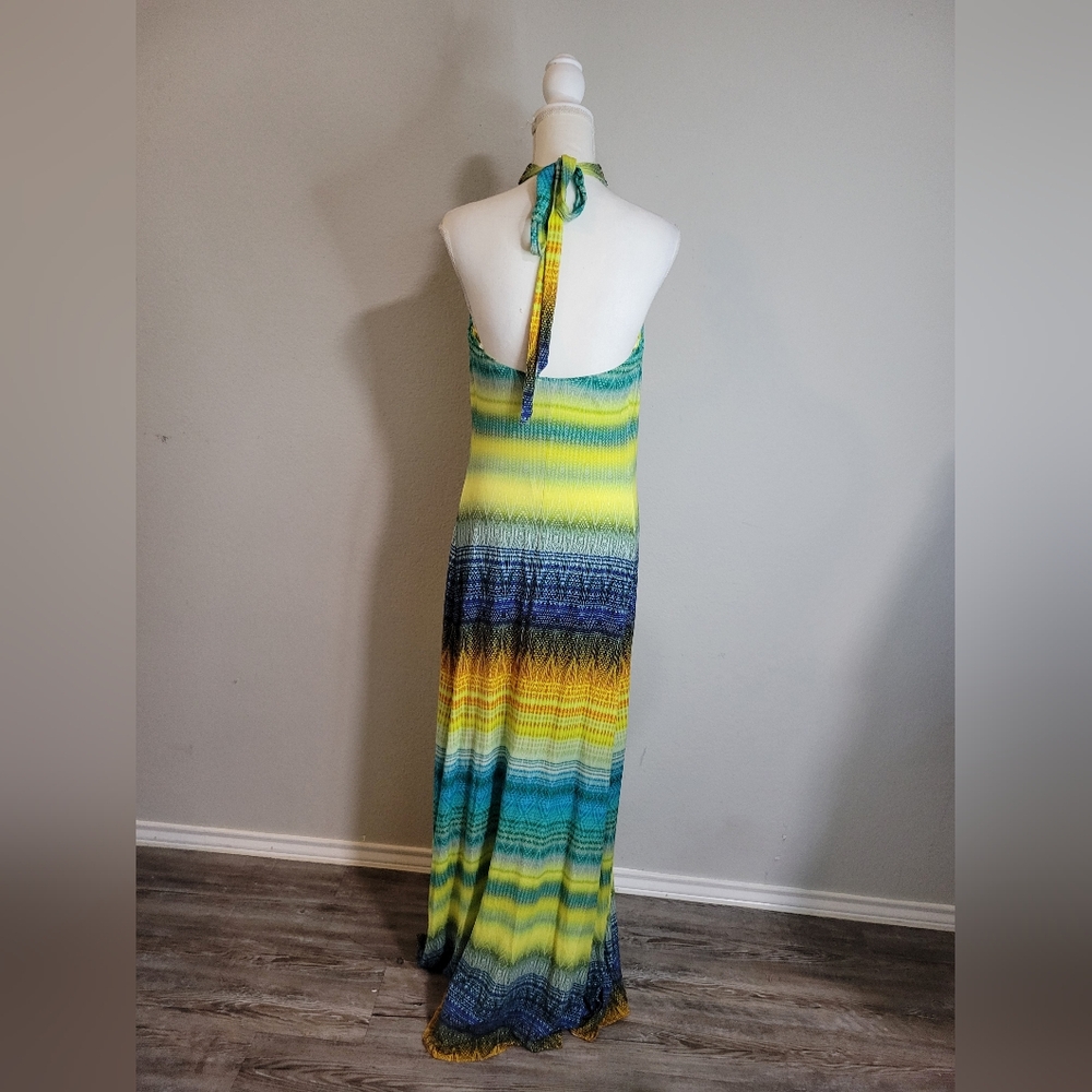 Sky Vibrant Blue and Yellow Maxi Dress - Picture 5 of 6